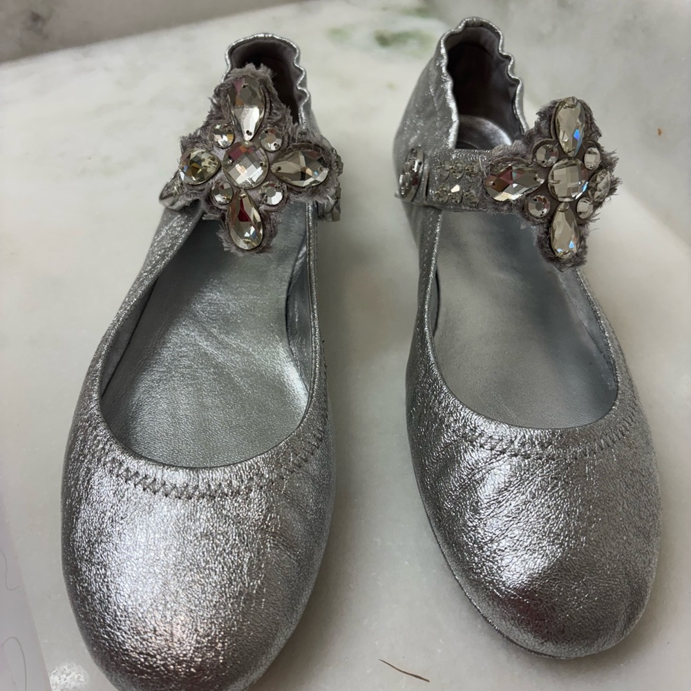 Tory Burch Minnie Embellished Two Way Ballet Flats - New In Box